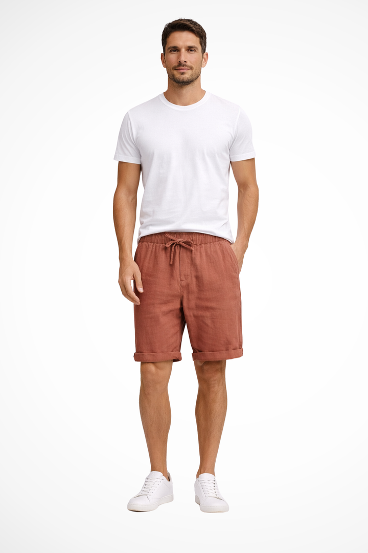 Men's casual drawstring shorts with elasticated waist and side pockets
