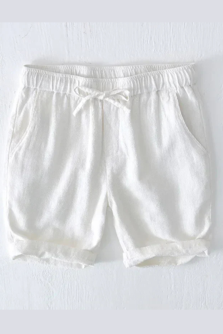 Close-up of the drawstring and side pocket on men's casual shorts