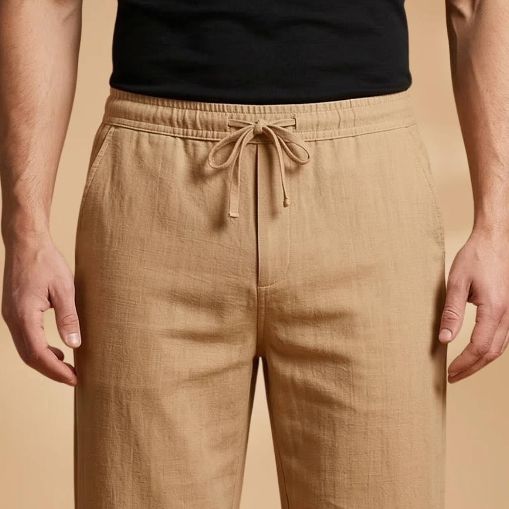 Relaxed fit men's drawstring shorts, straight leg design, great for casual style.