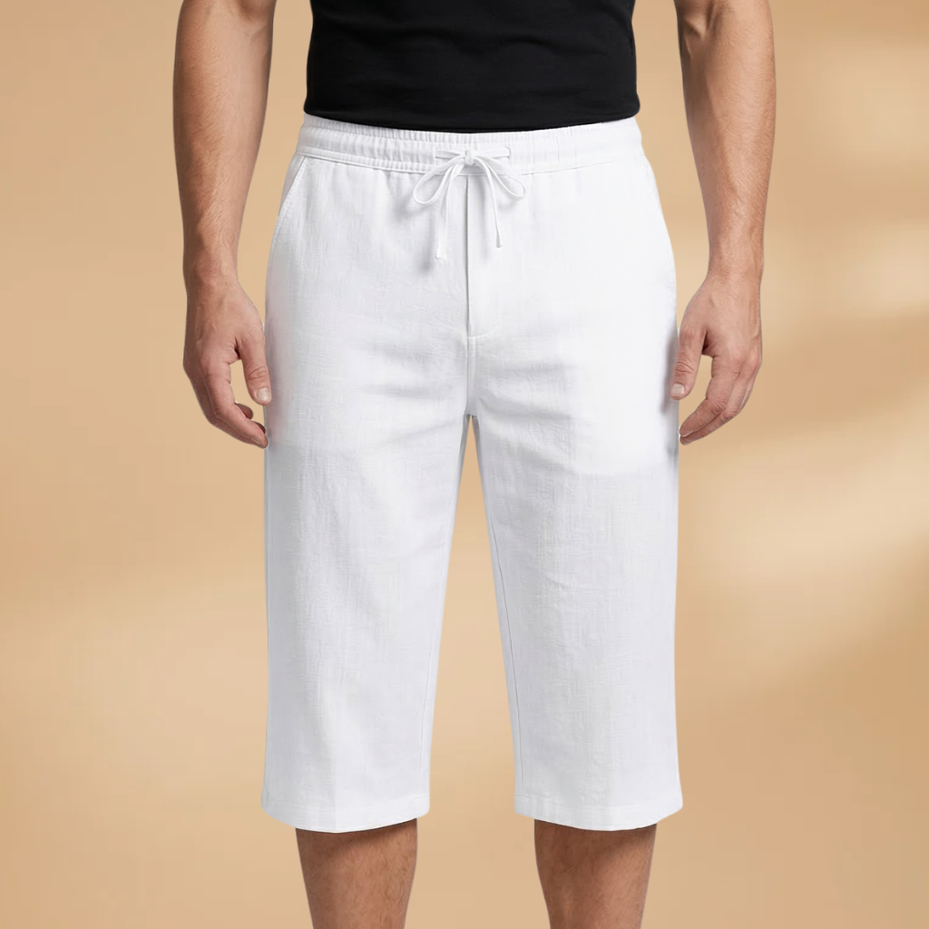 Breathable men's summer shorts with drawstring and convenient side pockets.
