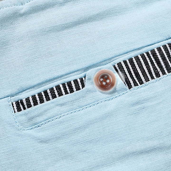 Men's casual summer shorts featuring an elastic waist, drawstring, and relaxed fit for comfort.