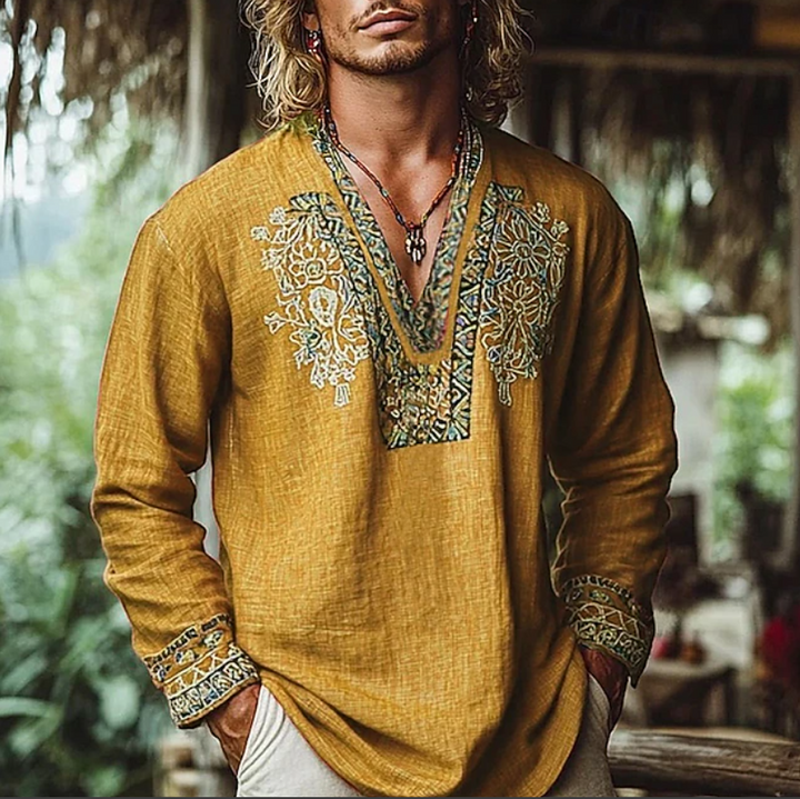 Relaxed fit men's embroidered resort shirt, a stylish choice for casual summer fashion & holiday outfits.