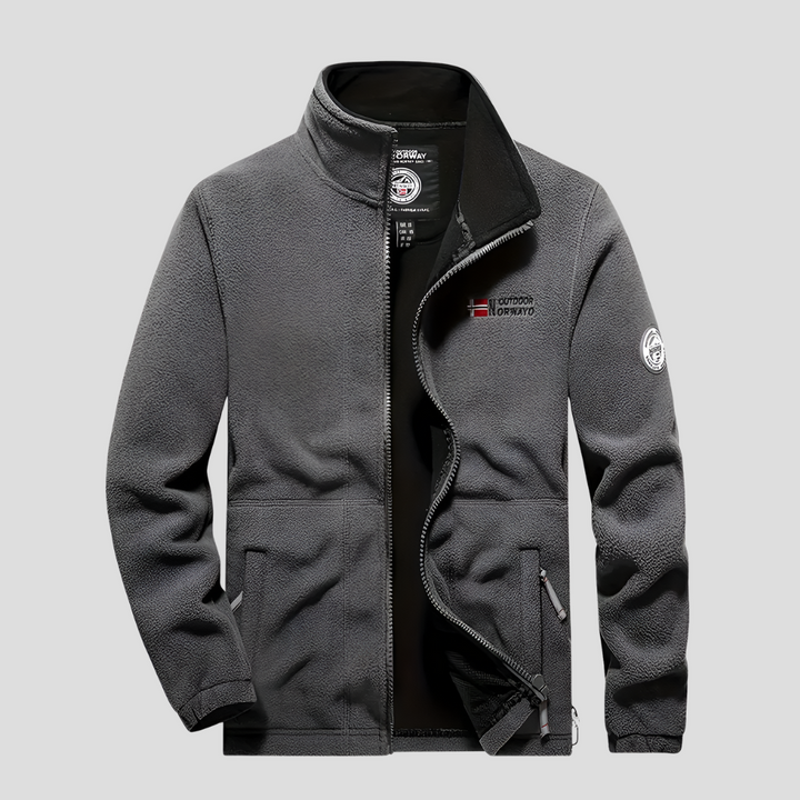 Men's casual full-zip fleece jacket, warm & breathable for outdoor activities and everyday wear.