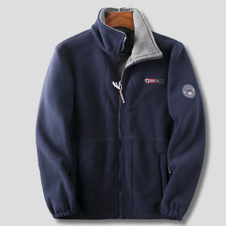 Versatile men's outdoor fleece jacket, ideal as a warm, breathable layer for hiking, camping, or casual outings.