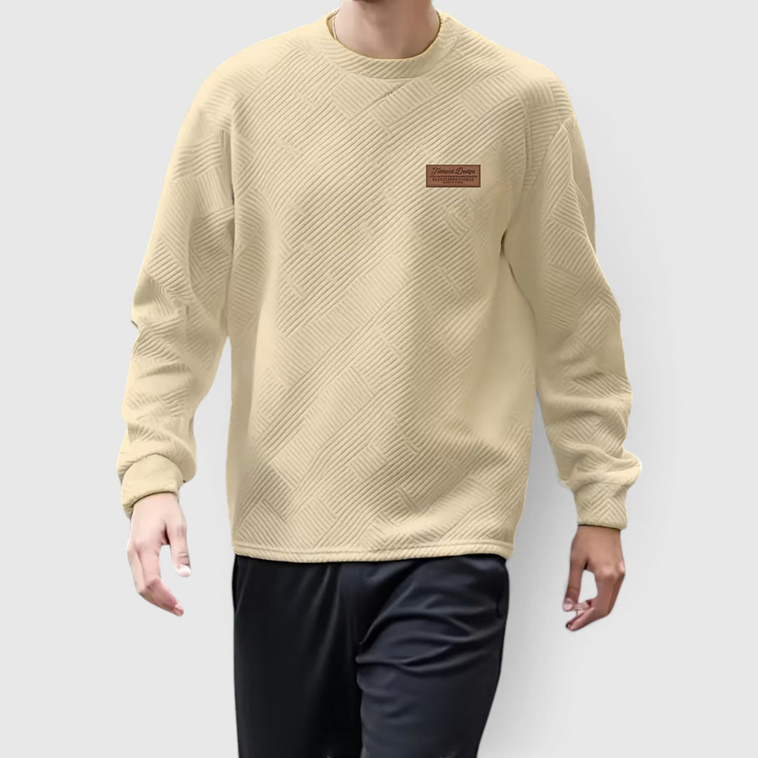 Men's casual jacquard crew neck long sleeve sweatshirt for everyday wear.