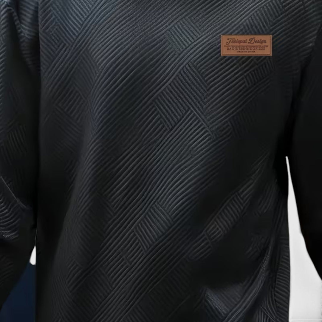 Men's versatile jacquard crew neck long sleeve sweatshirt, perfect for casual spring days.