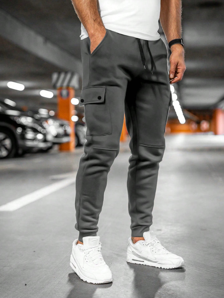 Men's army green casual pants with comfortable drawstring waist