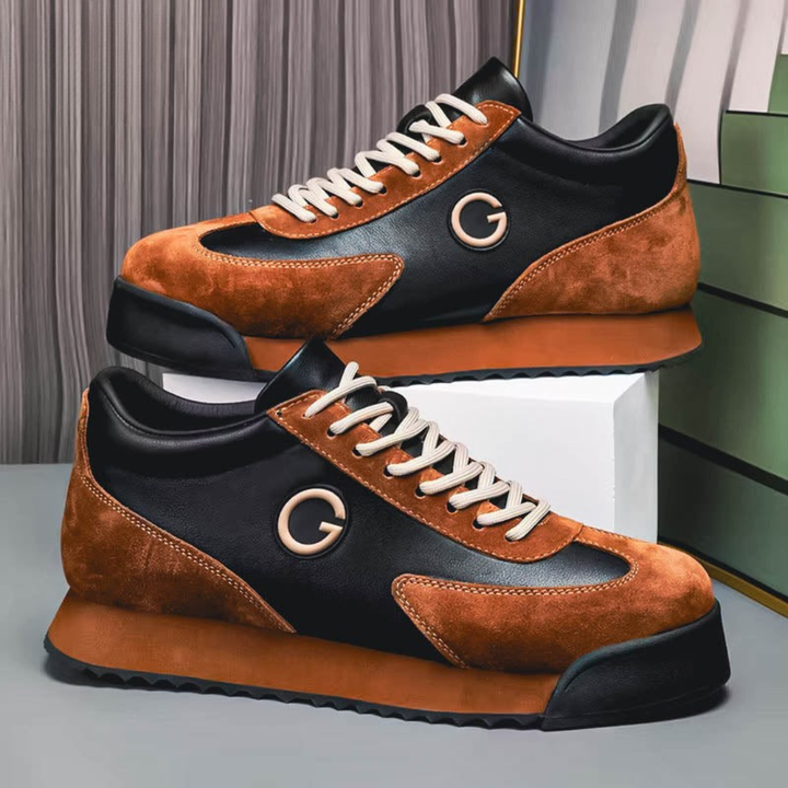 Black men's durable lace-up casual trainers for everyday comfort and versatile style. Smart casual footwear.