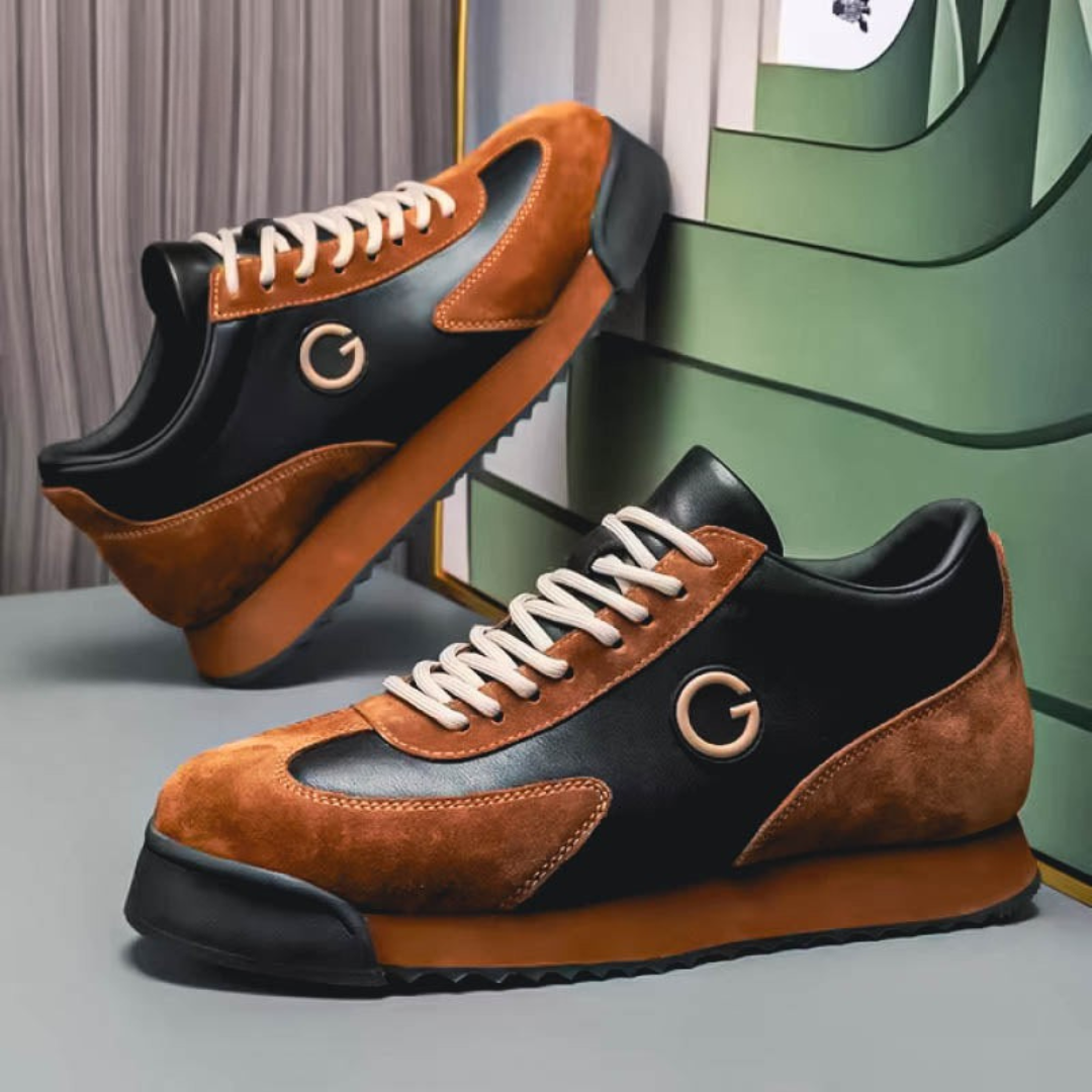 Stylish men's lace-up trainers, ideal smart casual footwear for everyday fashion and comfort. Durable sneakers.