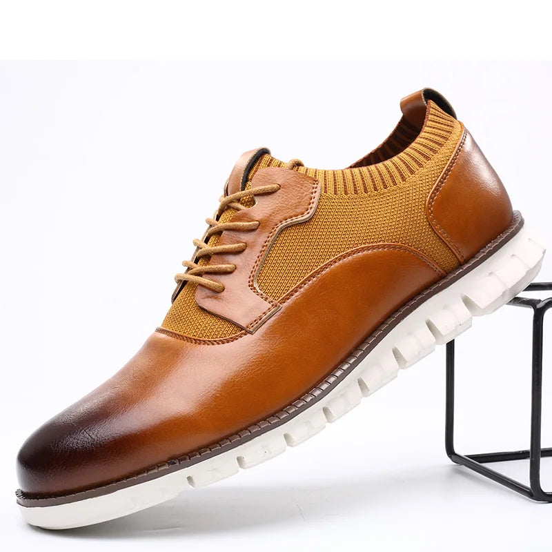 Front view of men's casual lace-up trainers, sleek design for comfort & style. Perfect for daily wear.