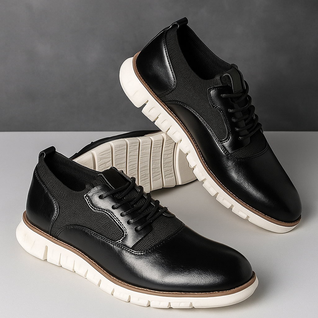 Men's comfortable lace-up trainers featuring non-slip, shock-absorbing soles for active everyday wear.
