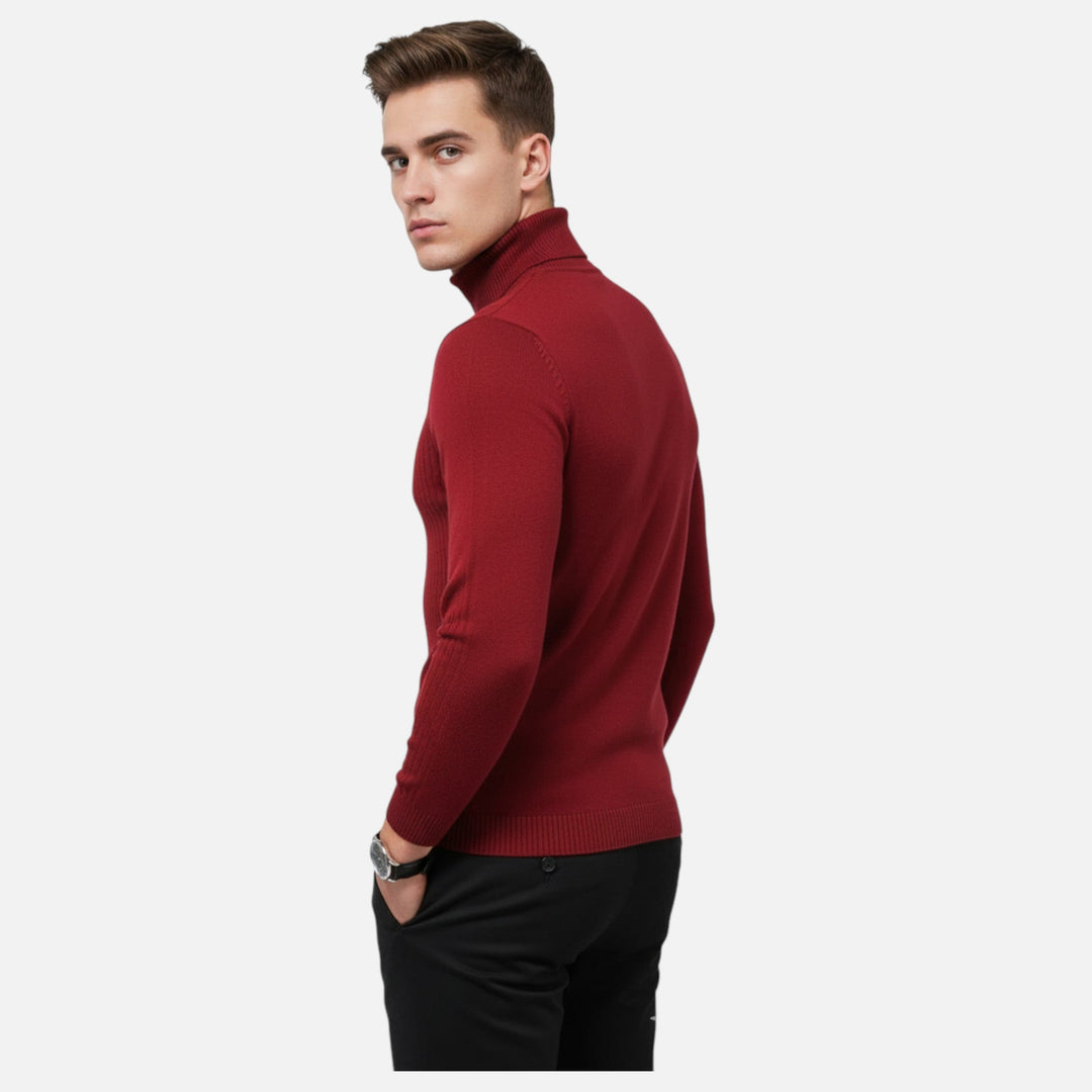 Comfortable and warm men's knit sweater featuring a smart lapel collar.