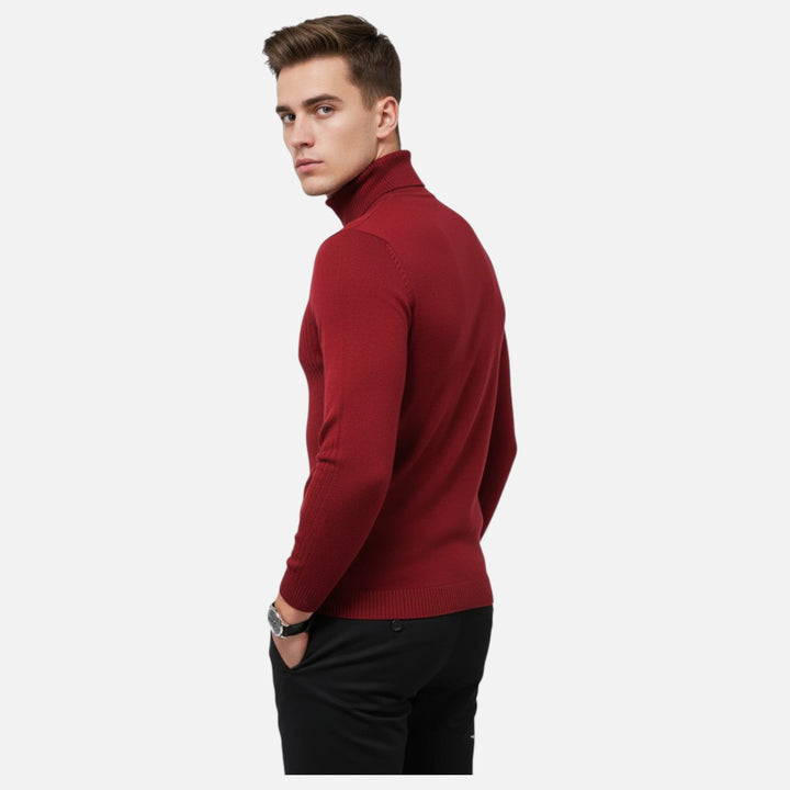 Comfortable and warm men's knit sweater featuring a smart lapel collar.