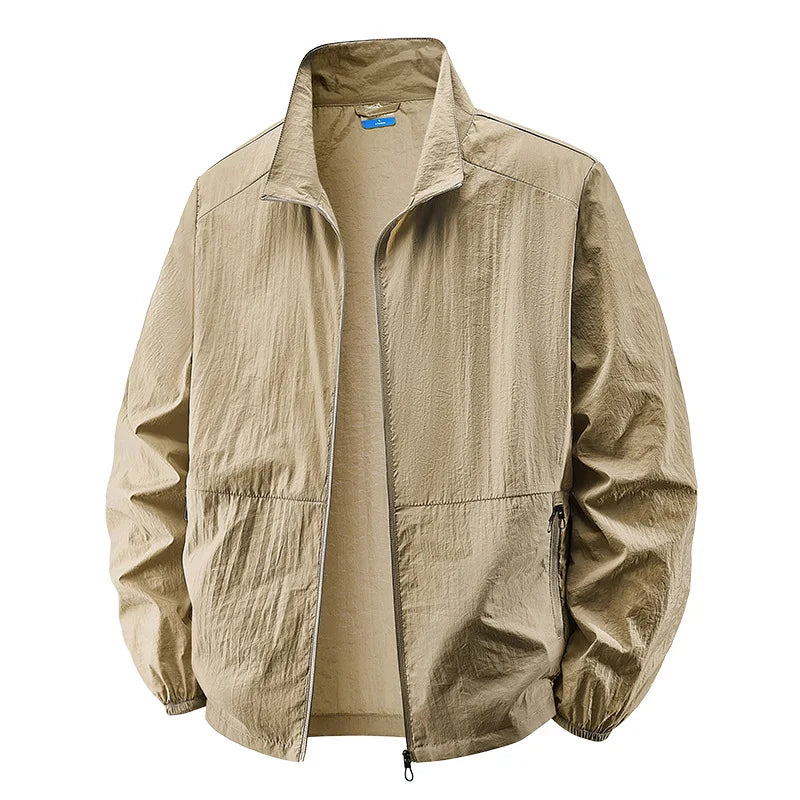 Men's casual lightweight jacket with a collar, designed for everyday comfort, versatile for spring/fall activities.