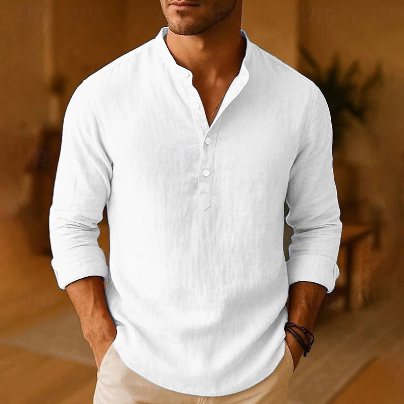 Everyday men's tops: relaxed fit long-sleeve casual button-down shirt.