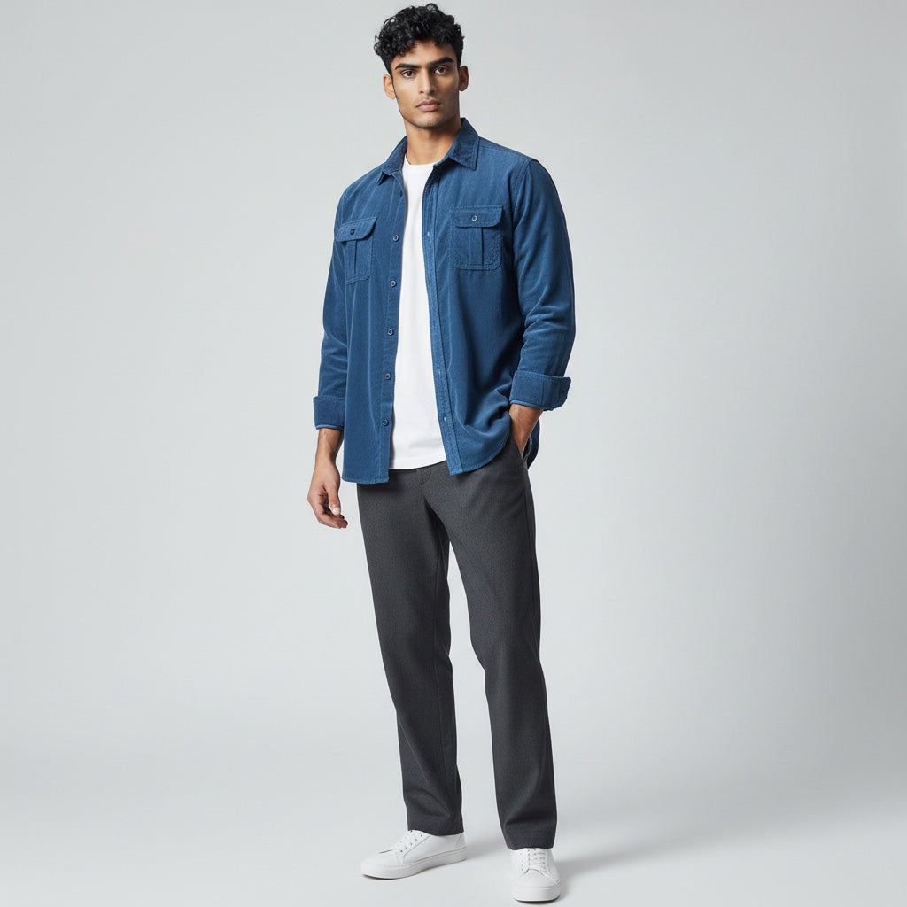 Effortless style with this men's casual long sleeve button-up shirt. Modern comfort & smart casual elegance.