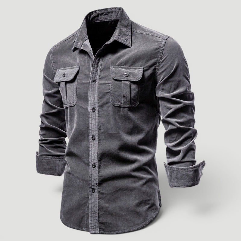 Men's casual long sleeve slim fit button-up shirt. Modern, elegant, and comfortable for smart casual fashion.