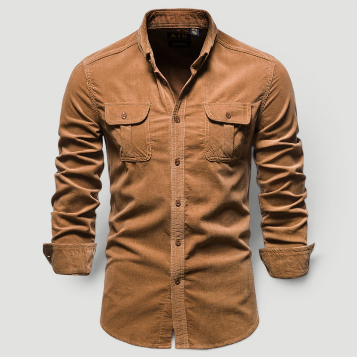 Fashionable men's button-up shirt, long sleeve, slim fit. Effortless modern style with ultimate casual comfort.