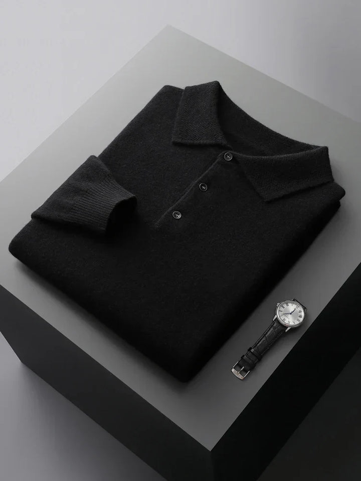 Men's long sleeve casual polo sweater, great for smart casual events or daily wear. Versatile top.