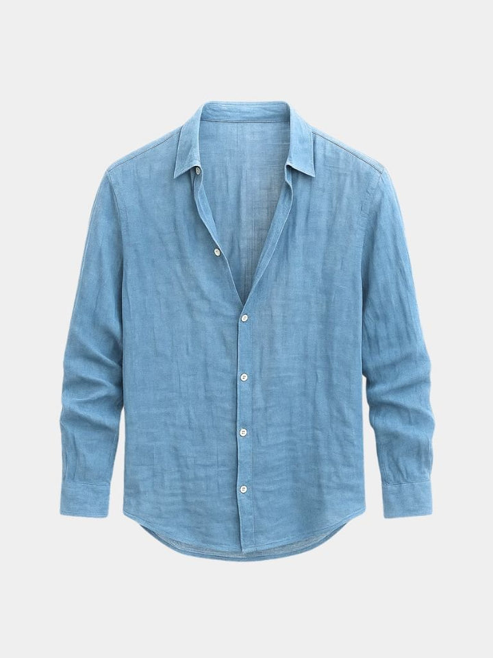 Comfortable men's long sleeve casual shirt, lightweight and breathable for summer style.