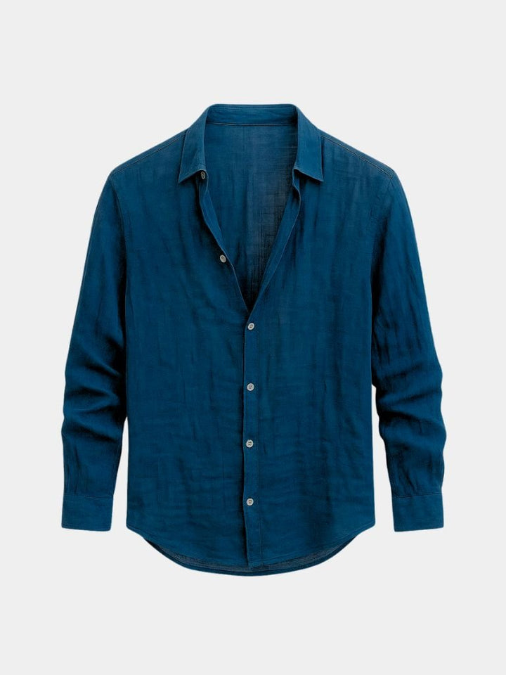 Essential men's long sleeve shirt, perfect for casual summer wear, comfort, and timeless style.