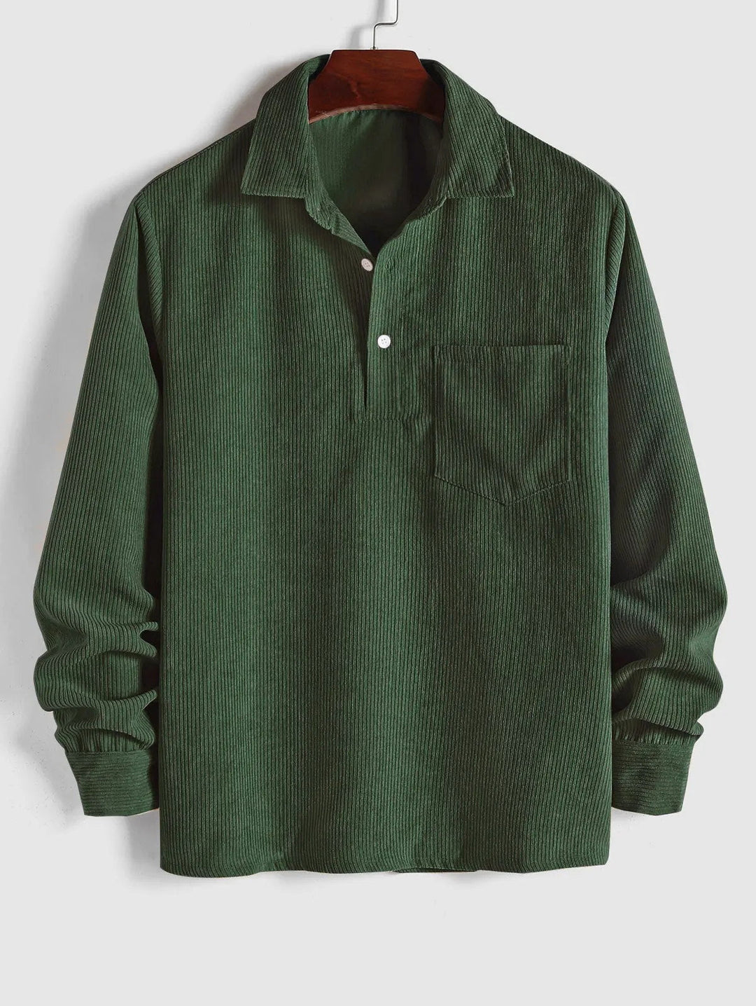 Comfortable and stylish men's long sleeve camp collar shirt.