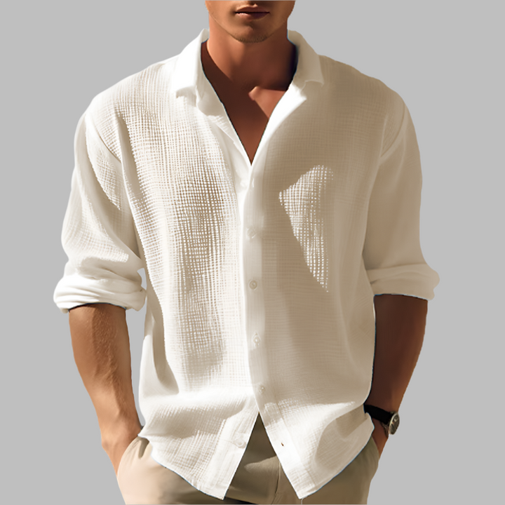 New3 collection: Men's long sleeve casual shirt with a modern stand collar