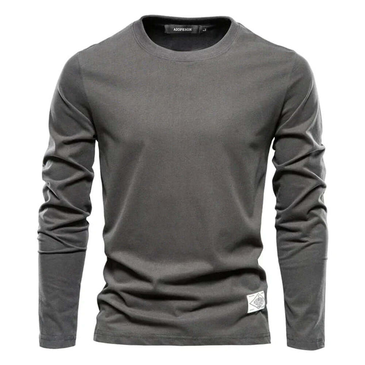 Men's basic long sleeve tee, offering comfort and style with a relaxed fit.