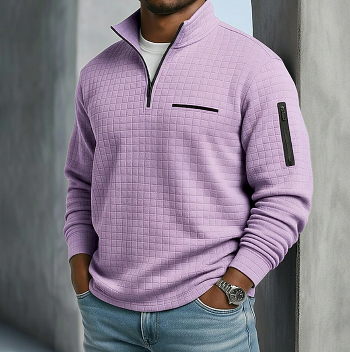 Stylish men's long sleeve jumper in waffle knit. Perfect casual knitwear for versatile outfits.