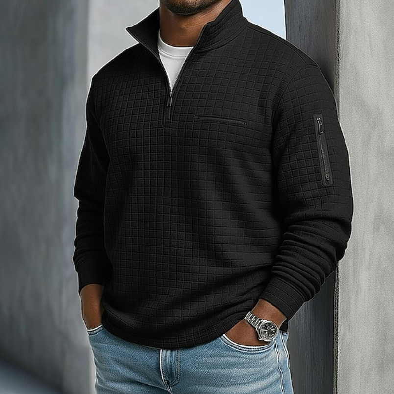 Everyday men's waffle knit sweater, perfect for fall fashion, winter warmth & spring wear.