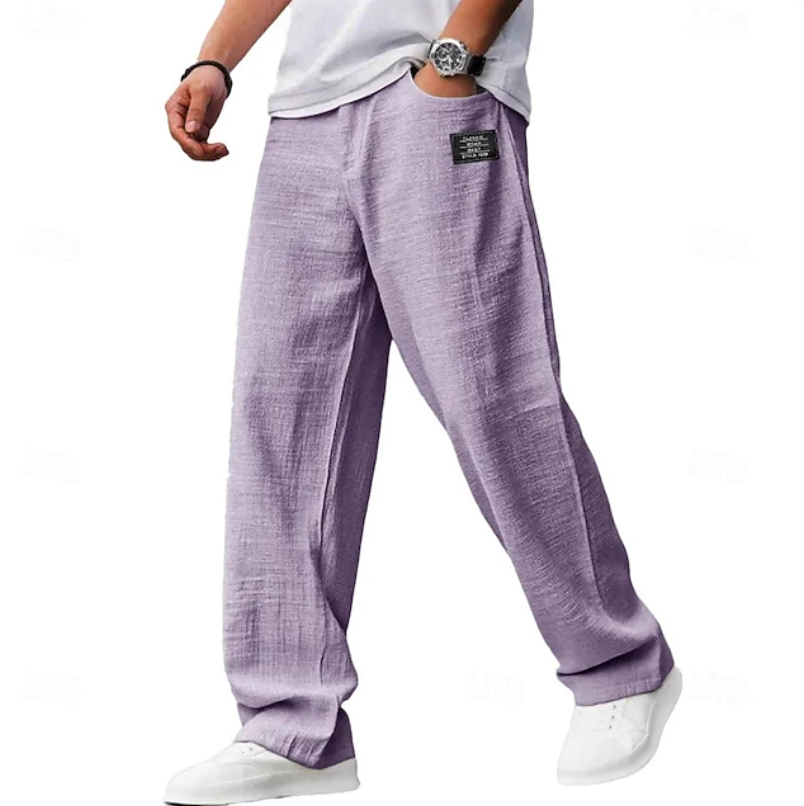 Adjustable waist men's casual loose pants, ensuring ultimate comfort & a perfect relaxed fit for daily wear.