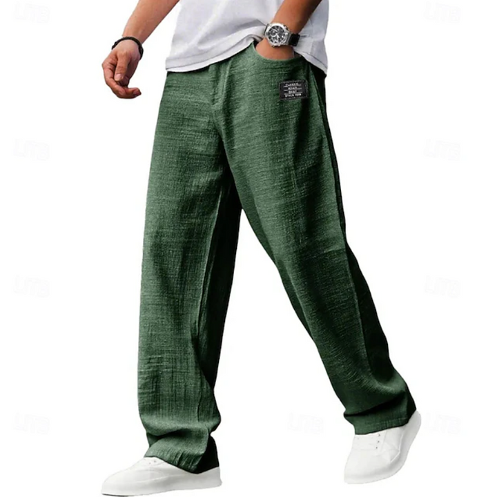 Men's casual loose pants with practical side pockets, ideal for everyday comfort, daily wear & travel.