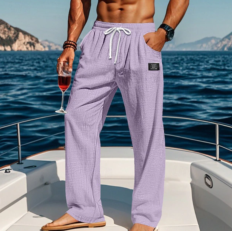 Breathable men's loose casual pants, ideal for summer comfort & relaxed style; perfect everyday trousers.