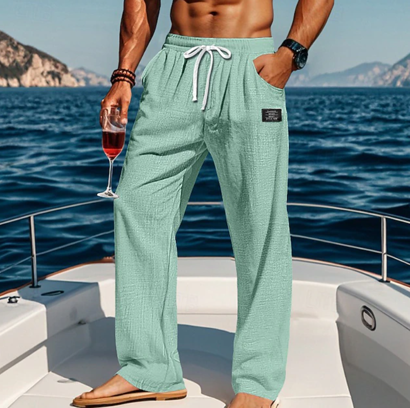 Men's casual lace-up summer trousers, offering a comfortable and loose fit for ultimate relaxation.