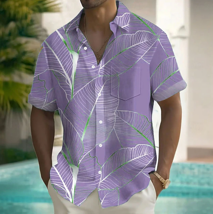 Printed men's summer shirt, short sleeve, relaxed fit for effortless casual style and warm weather comfort.