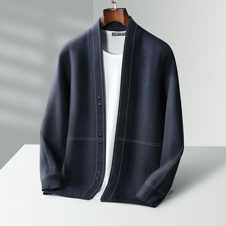 Effortless men's plaid cardigan, long sleeve, a versatile sweater for casual & smart looks.