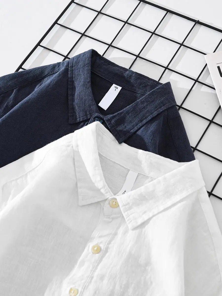 Relaxed fit men's popover shirt, perfect casual top for summer. Versatile long sleeve style, comfortable and modern.