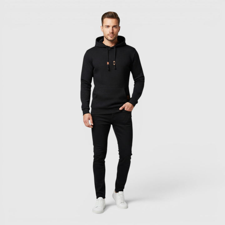 Comfortable men's winter hoodie, a versatile casual pullover for layering.
