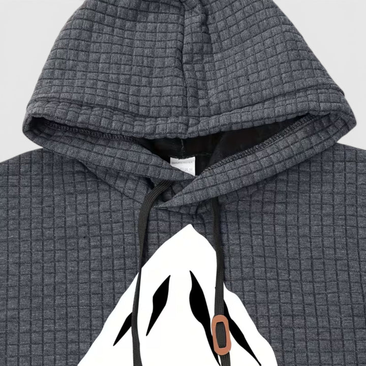 Grey men's casual winter hoodie, versatile pullover for layered comfort.
