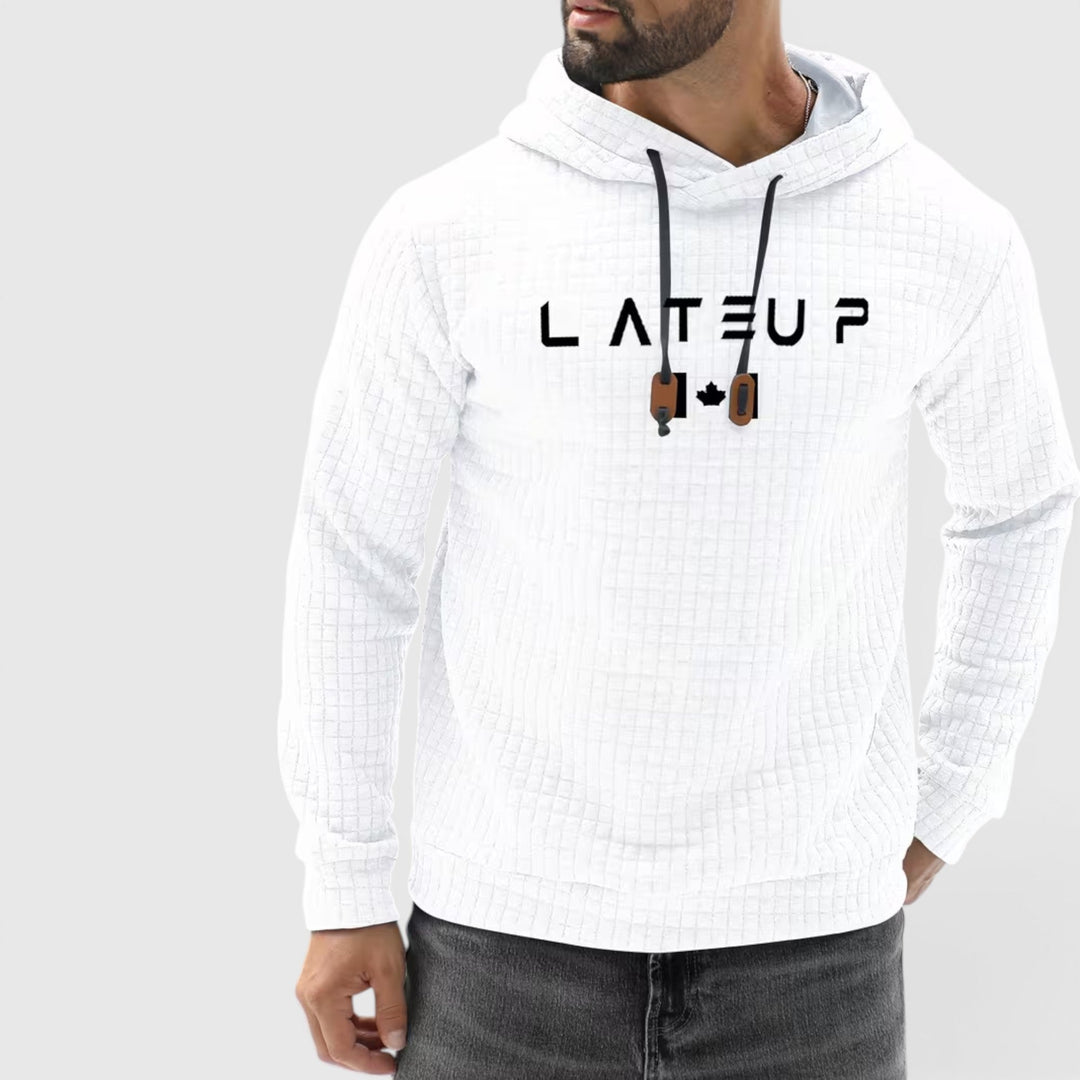 Men's casual green pullover hoodie, ideal for fall & winter comfort & style.