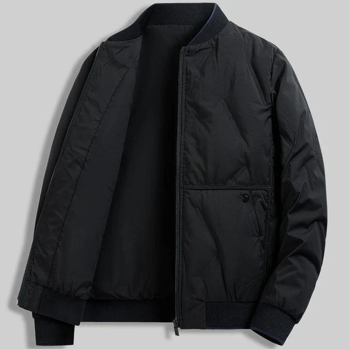 Lightweight men's casual quilted bomber jacket, stylish zip front for everyday fashion.