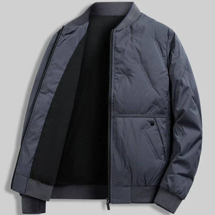 Everyday men's zip-front quilted bomber jacket, stylish lightweight autumn/spring outerwear.