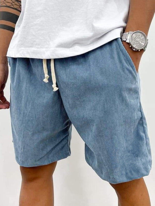 Men's casual ribbed corduroy stretch shorts with drawstring waist for ultimate comfort & relaxed fit.