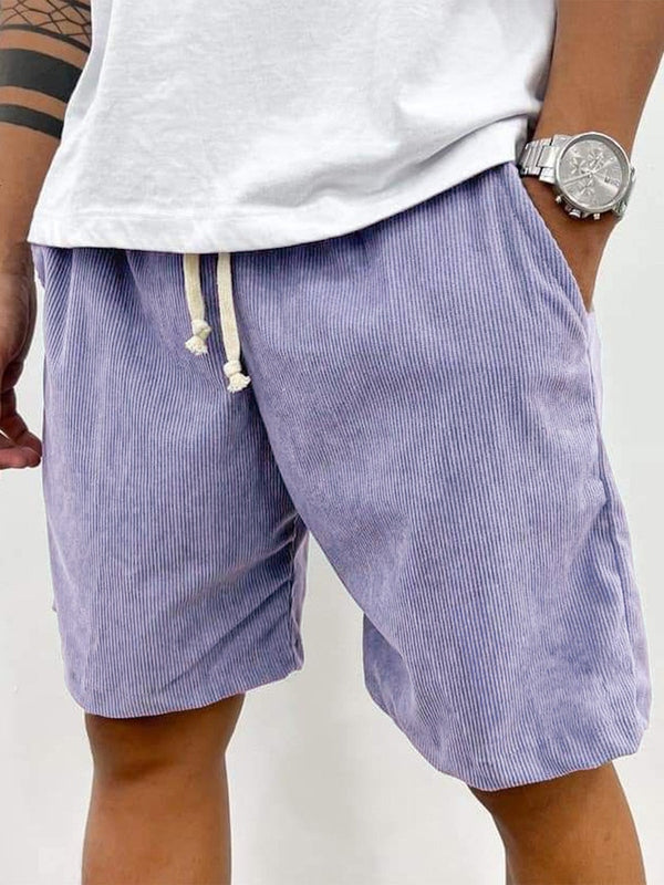 Back view of men's comfortable ribbed stretch shorts, casual style, perfect for everyday summer wear.