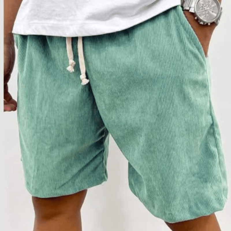 Versatile men's corduroy stretch shorts with ribbed texture, comfy and ideal for spring & summer casual wear.