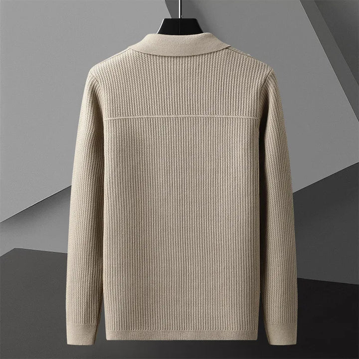 Smart men's ribbed collared cardigan. Button-front knit for comfort and easy everyday style.