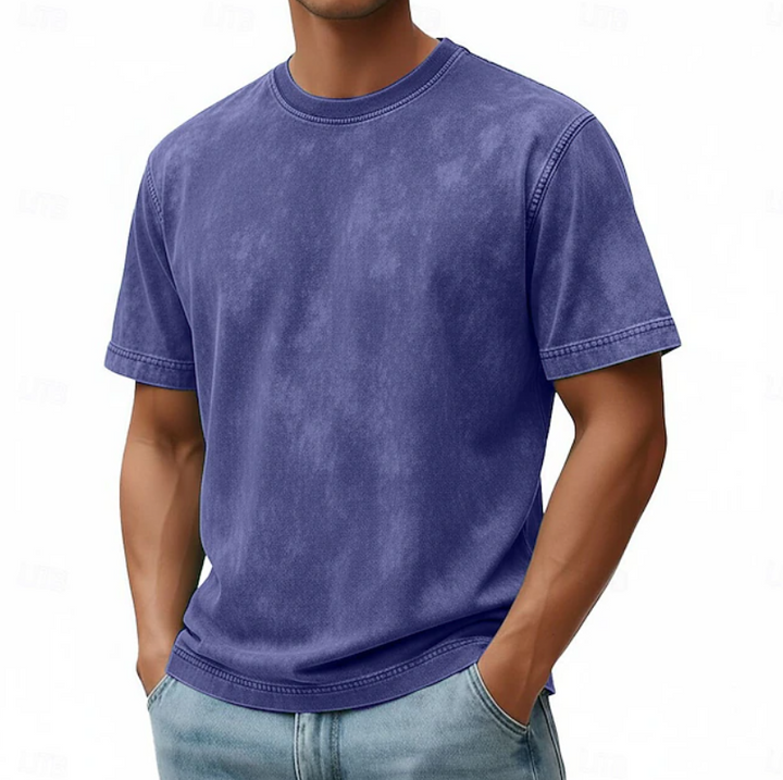 Versatile men's casual round neck summer shirt styled for everyday wear. Lightweight & comfortable short sleeve tee.