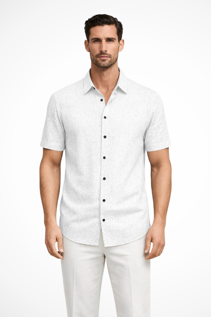 Men's casual short sleeve button down summer shirt, perfect for warm weather. Relaxed fit men's fashion.