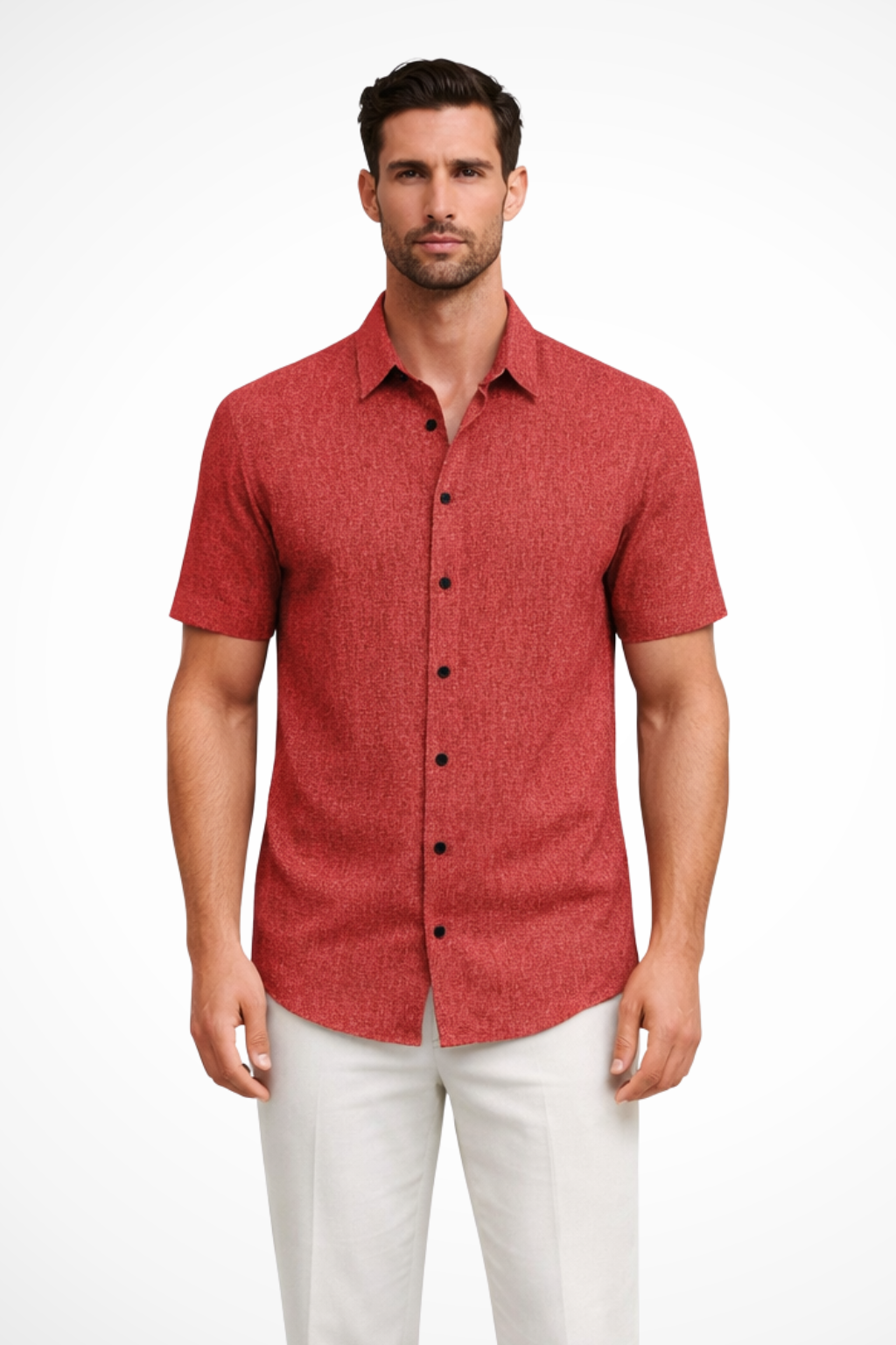 Floral print men's short sleeve button down, casual summer shirt, men's fashion for warm weather.