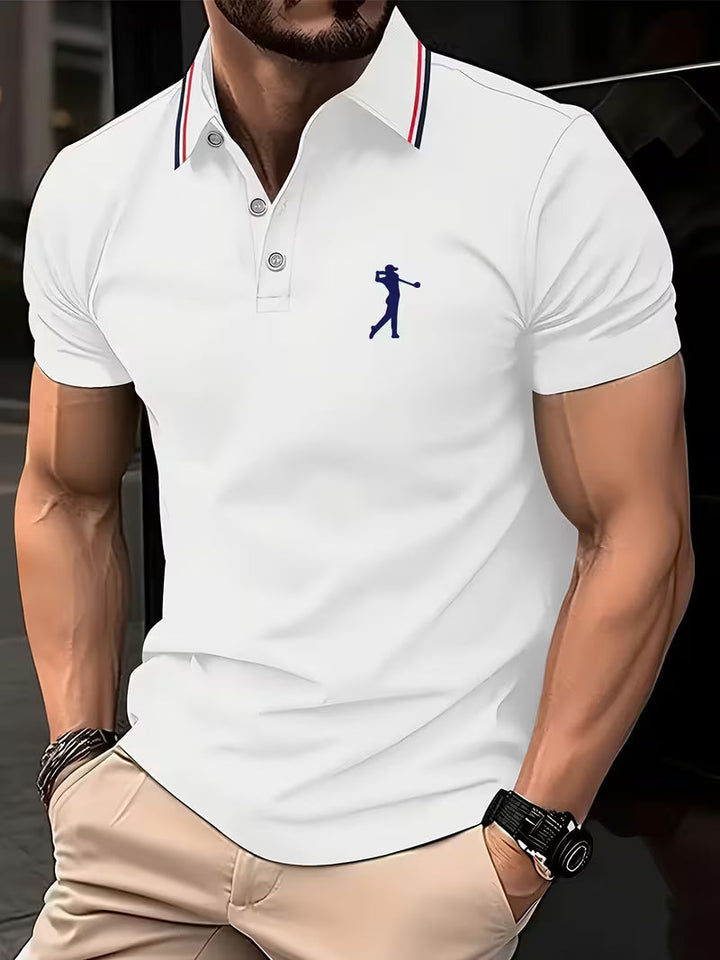 Men's summer fashion golf shirt, a short-sleeve printed top for stylish on/off course wear.